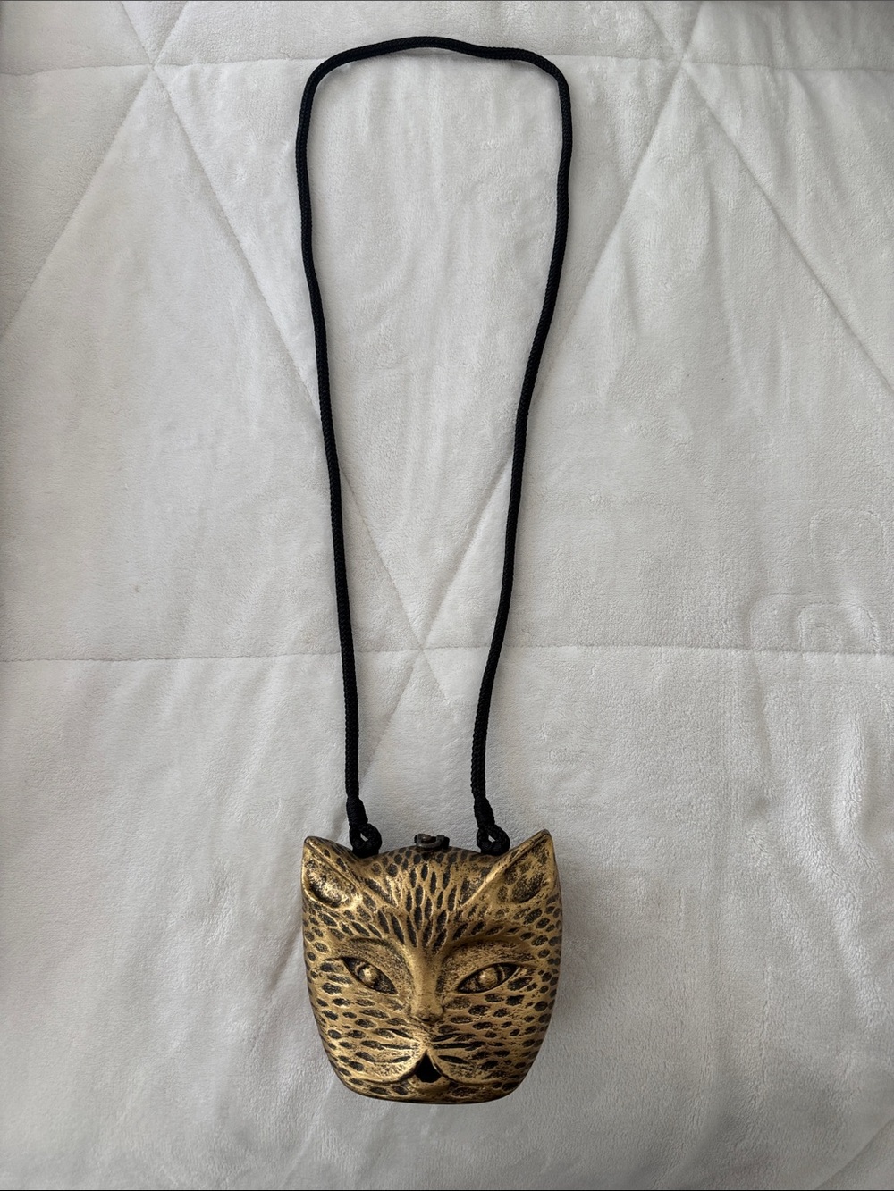 Timmy Woods Gold Leopard Face Crossbody Bag
